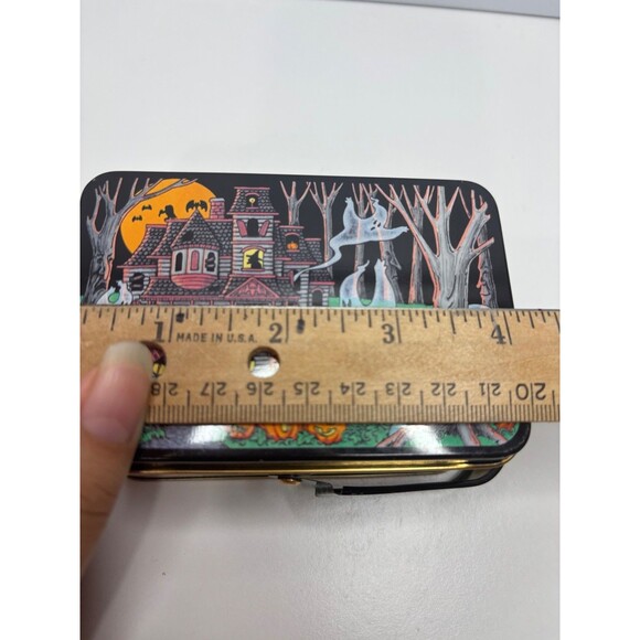 Vintage Keller Charles Halloween Tin Box Haunted House Ghosts Jack O Lanterns - Picture 10 of 12